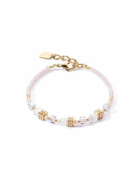 Coeur de Lion - Bracelet Geocube acier doré et il de tigre - Ref 4565/30-1416