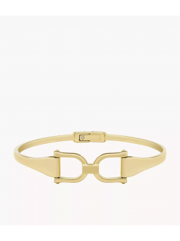 Fossil - Bracelet jonc Heritage D-Link acier inoxydable doré - Ref JF04524710