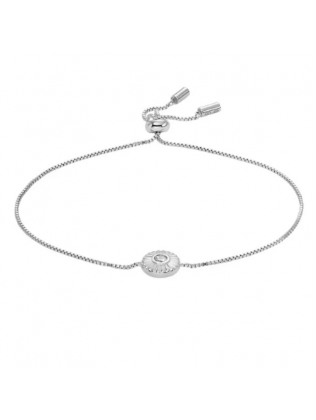 Fossil - Bracelet Texture Circle acier inoxydable gris - Ref JFS00616040