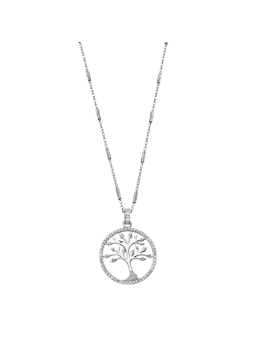 Lotus - Collier arbre de vie métal gris et oxydes de zirconium  - Ref LP1780-1/1