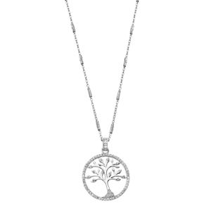 Lotus - Collier arbre de vie métal gris et oxydes de zirconium  - Ref LP1780-1/1