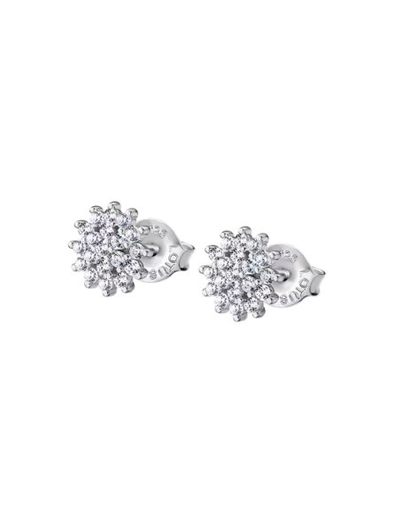 Lotus - Boucles d'oreilles argent pure essential métal gris et oxyde de zirconium - Ref LP3081-4/1