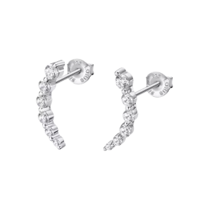Lotus - Boucles d'oreilles grimpantes métal gris et oxydes et zirconium - Ref LP3389-4/1