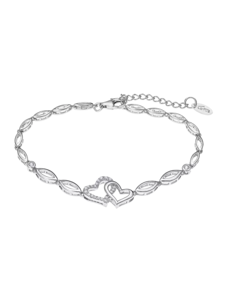 Lotus - Bracelet argent double coeur - Ref LP3424-2/1