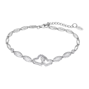 Lotus - Bracelet argent double coeur - Ref LP3424-2/1