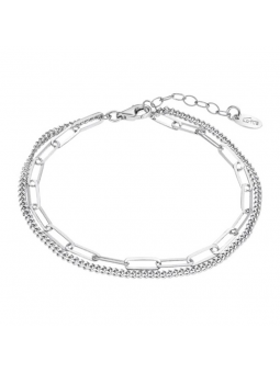 Lotus - Bracelet double chaine métal gris  - Ref LP3501-2/1