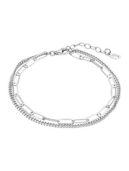 Lotus - Bracelet double chaine métal gris  - Ref LP3501-2/1