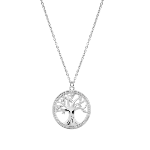 Lotus - Collier arbre de vie argent métal gris et oxydes de zirconium - Ref LP3708-1/1