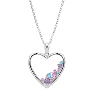 Lotus - Collier coeur métal gris et oxyde de zirconium - Ref LP3720-1/1