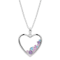 Lotus - Collier coeur métal gris et oxyde de zirconium - Ref LP3720-1/1