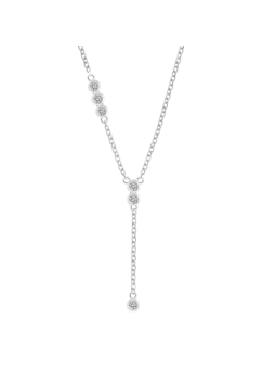 Lotus - Collier argent métal gris et oxyde de zirconium  - Ref LP3733-1/1