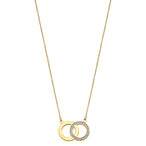 Lotus - Collier double cercle acier jaune - Ref LS1913-1/3