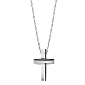 Lotus - Collier Croix Men In Black Acier - Ref LS1984-1/1