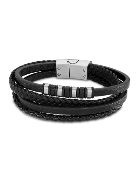 Lotus - Bracelet urban man cuir noir - Ref LS2101-2/1