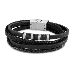Lotus - Bracelet urban man cuir noir - Ref LS2101-2/1
