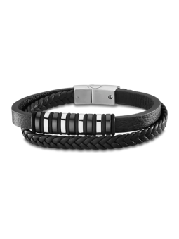 Lotus - Bracelet double cuire noir  - Ref LS2102-2/1