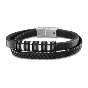 Lotus - Bracelet double cuire noir  - Ref LS2102-2/1