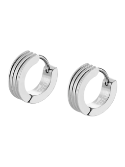 Lotus - Boucles d'oreilles acier gris arrondi - Ref LS2154-4/1