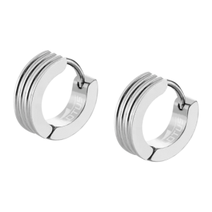 Lotus - Boucles d'oreilles acier gris arrondi - Ref LS2154-4/1