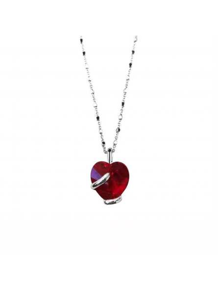 Marazzini - Collier métal coeur rouge siam clair - Ref RHSCOLSCDI