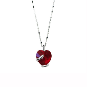 Marazzini - Collier métal coeur rouge siam clair - Ref RHSCOLSCDI