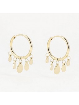 ZAG - Boucles d'oreilles créoles Confettis acier doré - Ref SEC04242-01UNI