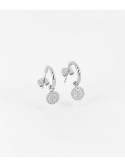 ZAG - Boucles doreilles créoles Choupette acier gris - Ref SEC12032-00WHT