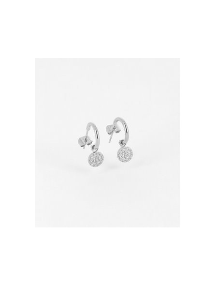 ZAG - Boucles doreilles créoles Choupette acier gris - Ref SEC12032-00WHT