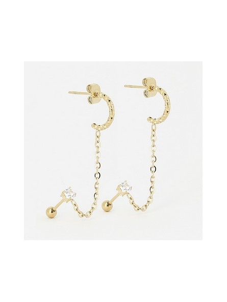 ZAG - Boucles d'oreilles Chi acier doré - Ref SEC13832-01UNI