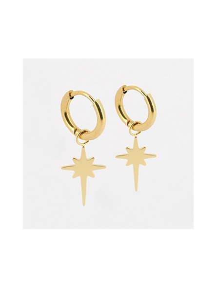ZAG - Boucles d'oreilles Créoles en acier doré - Ref SEC7168-01UNI