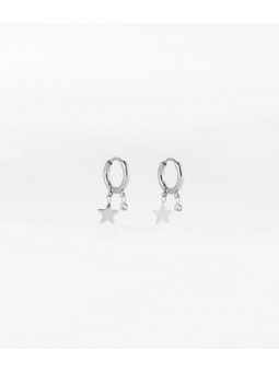 ZAG - Boucles d'oreilles Lucky Star acier gris - Ref SEC9453-00WHT