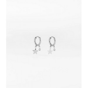 ZAG - Boucles d'oreilles Lucky Star acier gris - Ref SEC9453-00WHT