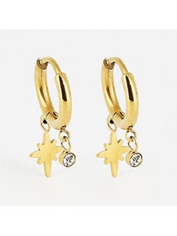ZAG - Boucles d'oreilles Cap Skirring acier doré - Ref SEC9456-01WHT