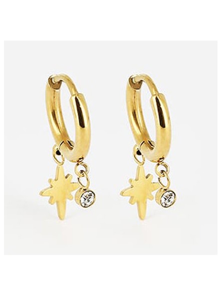 ZAG - Boucles d'oreilles Cap Skirring acier doré - Ref SEC9456-01WHT