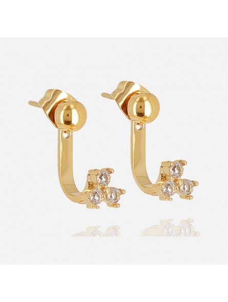 ZAG - Boucles d'oreilles tiree acier doré  - Ref SEX22050-01WHT