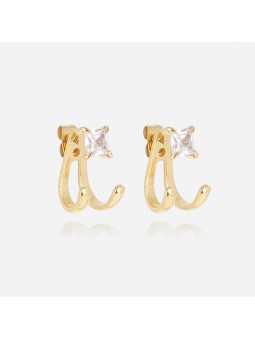 ZAG - Boucles d'oreilles Anael acier doré  - Ref SEX23166-01WHT