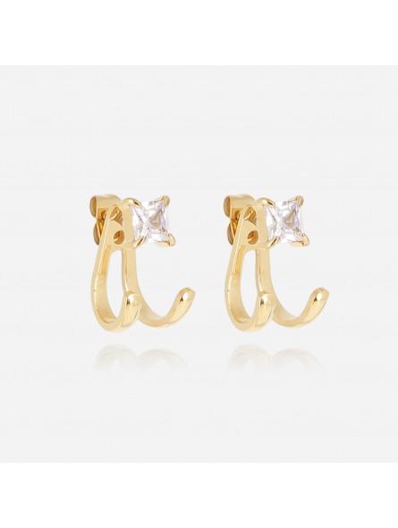 ZAG - Boucles d'oreilles Anael acier doré  - Ref SEX23166-01WHT
