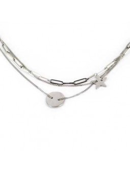 ZAG - Collier Star acier gris - Ref SNX9013-00UNI