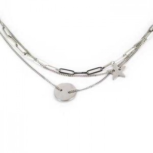 ZAG - Collier Star acier gris - Ref SNX9013-00UNI