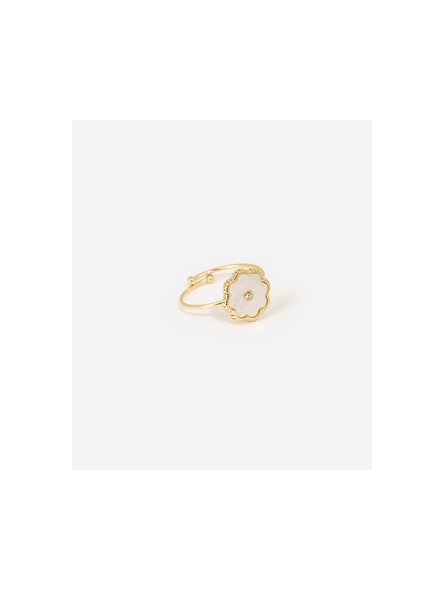 ZAG - Bague Fiore acier doré - Ref SRM19751-01SEL