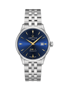 Certina - Montre Mixte DS-1 38mm - cadran bleu - Ref C0292071104100