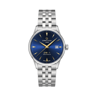 Certina - Montre Mixte DS-1 38mm - cadran bleu - Ref C0292071104100