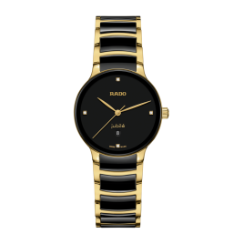 Montre Femme Rado Centrix Quartz 4 Index Diamants Jubilé Céramique Noir - Réf. R30025712