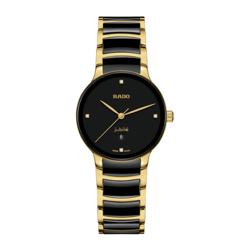 Montre Femme Rado Centrix Quartz 4 Index Diamants Jubilé Céramique Noir - Réf. R30025712