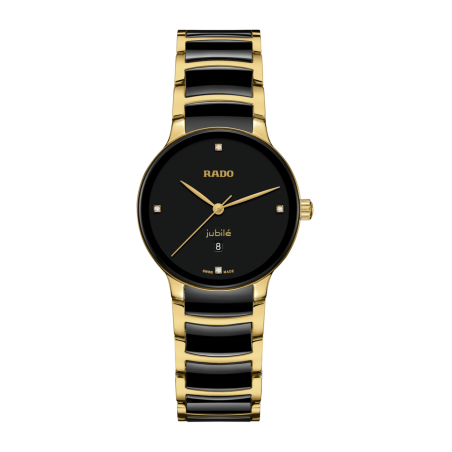 Montre Femme Rado Centrix Quartz 4 Index Diamants Jubilé Céramique Noir - Réf. R30025712