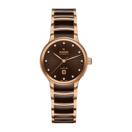 Montre Femme Rado Centrix Auto Jubile Index Diamants Cadran Brun - Réf. R30019732