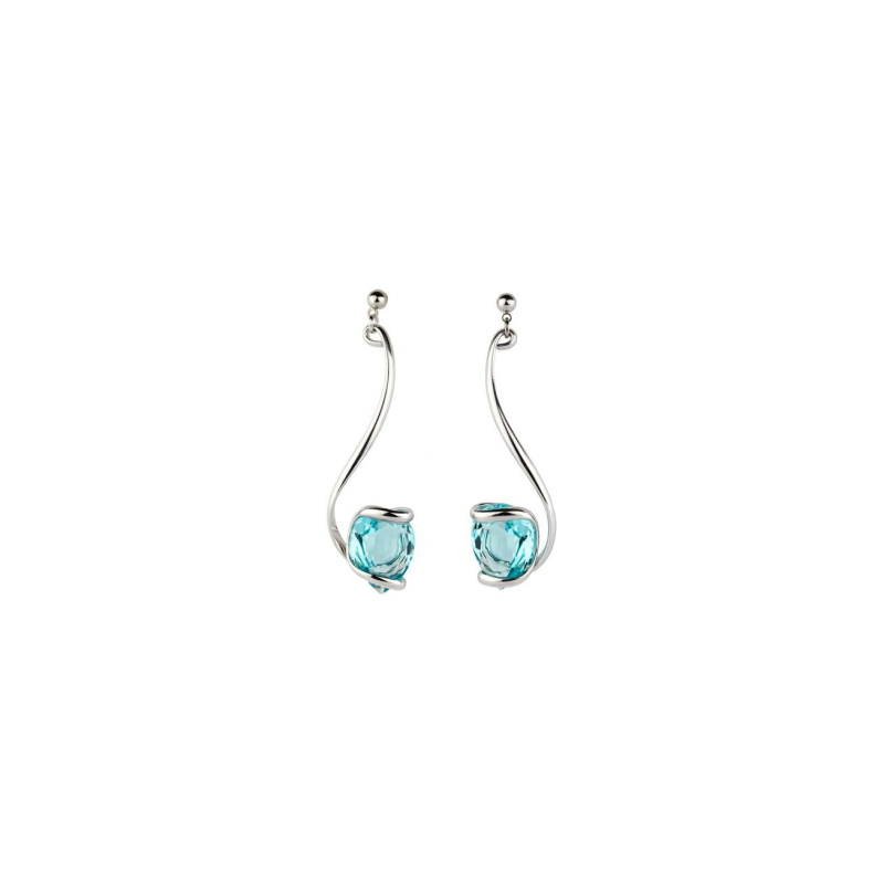 Boucles D'Oreilles Rhodium Candy Light Turquoise Boucles Longues E7