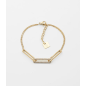 Bracelet Zag Sbs10489-01Wht -  Bracelet Acier Doré Motifs Rectangulaires Et Oxydes - Longueur 15Cm Et 3Cm De Réglage.
