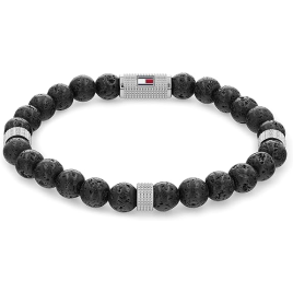 Bracelet Homme Tommy Hilfiger Perles en pierres noires Réf 2790435
