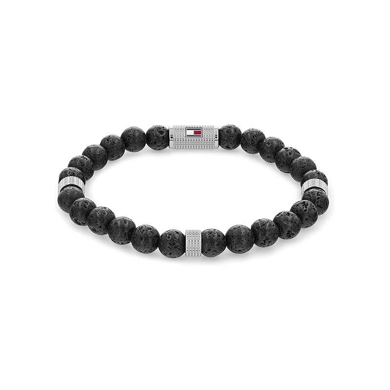 Bracelet Homme Tommy Hilfiger Perles en pierres noires